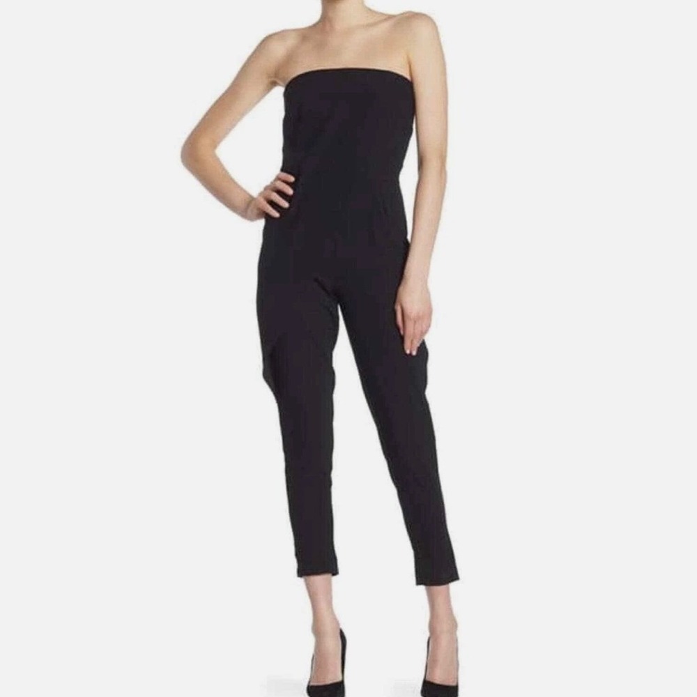 Alexia Admor Kendra Strapless Asymmetrical Draped Jumpsuit Black Size 6